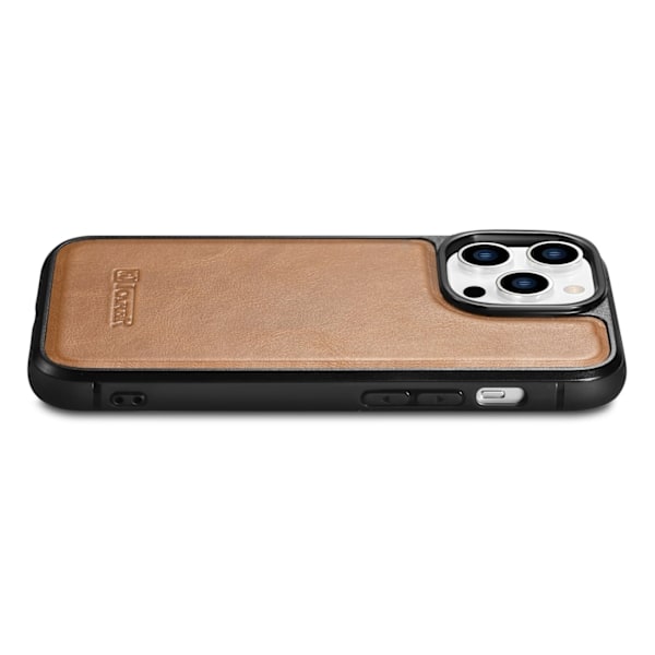 iCarer Leather Oil Wax case covered with natural leather for iPhone 14 Pro brown (WMI14220718-TN) Brown