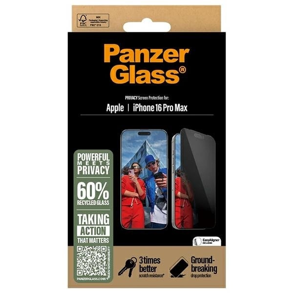 PanzerGlass Privacy Screen Protector iPhone 16 Pro Max 6.9&quot; Ultra-Wide Fit P2864