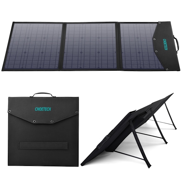 Choetech SC008 solar foldable charger 120W DC / USB-C / 2x USB-A - black Black