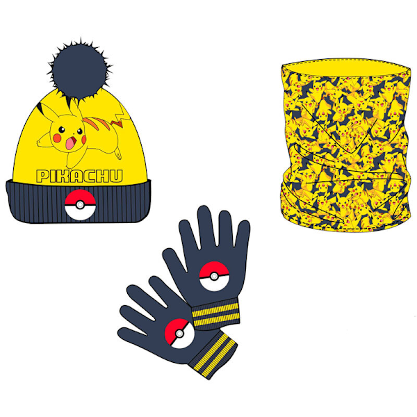 Pokemon Pikachu snood, hat and gloves set Multicolor