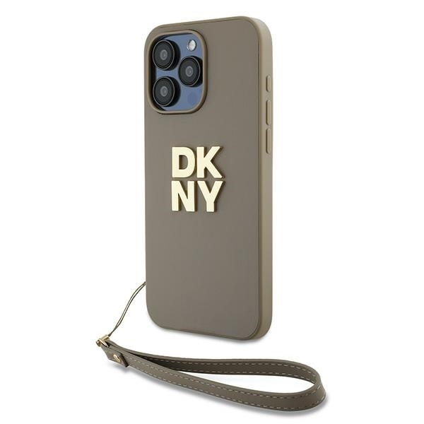 DKNY Wrist Strap Stock Logo case for iPhone 15 Pro - beige Beige