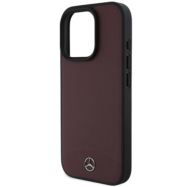 Mercedes Textured And Plain Leather MagSafe case for iPhone 16 Pro Max - red Red