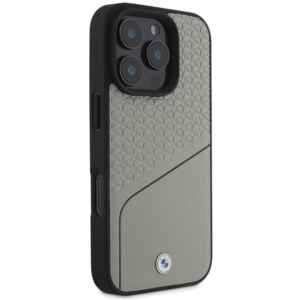 BMW Sign Leather Textured and Line MagSafe iPhone 16 Pro Case - Gray Gray