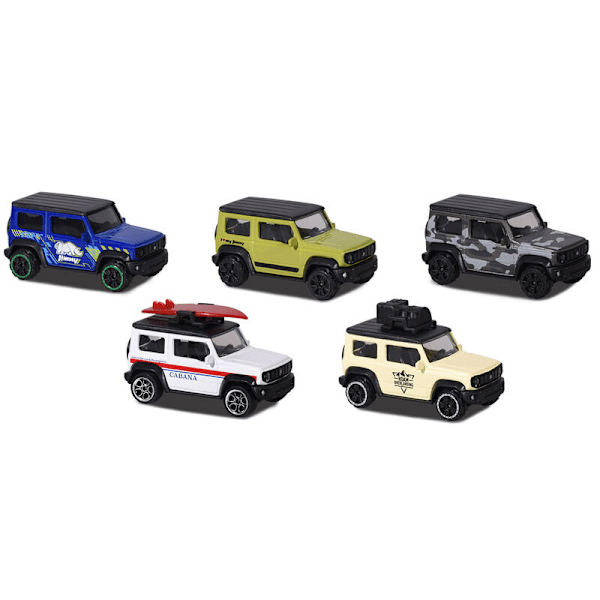 Set 5 Suzuki Jimy metal cars 7,5cm multifärg