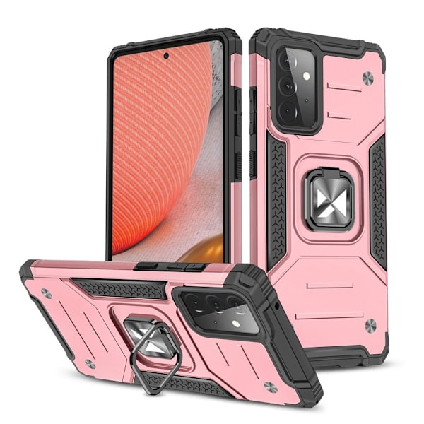 Wozinsky Ring Armor Case Kickstand Tough Rugged Cover for Samsung Galaxy A72 4G pink Pink