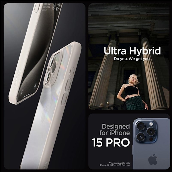 Spigen Ultra Hybrid iPhone 15 Pro Case - Natural Titanium Titanic