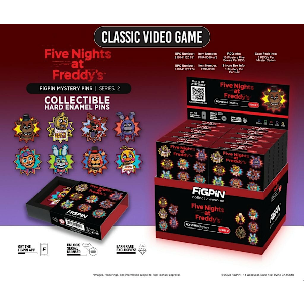 Five Nights at Freddy's: Classic Video Game Blind Box Enamel Pin - 10 Piece CDU Multicolor