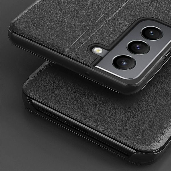 Eco Leather View Case elegant case with a flip cover and stand function for Samsung Galaxy S22 + (S22 Plus) black Black