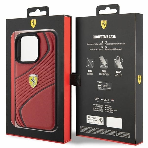 Ferrari Twist Metal Logo case for iPhone 15 Pro - red Red