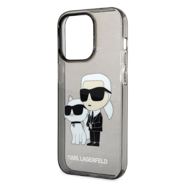 Karl Lagerfeld Glitter Karl&amp;Choupette case for iPhone 14 Pro Max - black Black