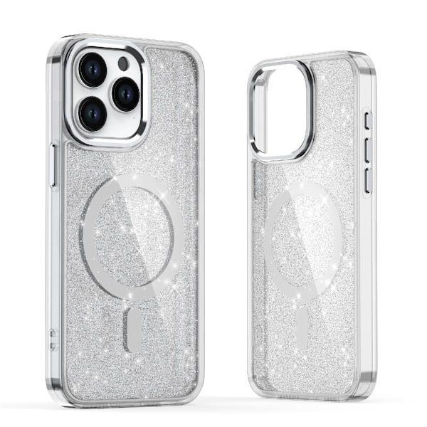 Glitter Case MagSafe for iPhone 16 - white with glitter White || Semi-transparent