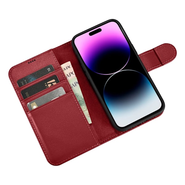 iCarer Wallet Case 2in1 iPhone 14 Pro Leather Flip Case Anti-RFID red (WMI14220726-RD) Red