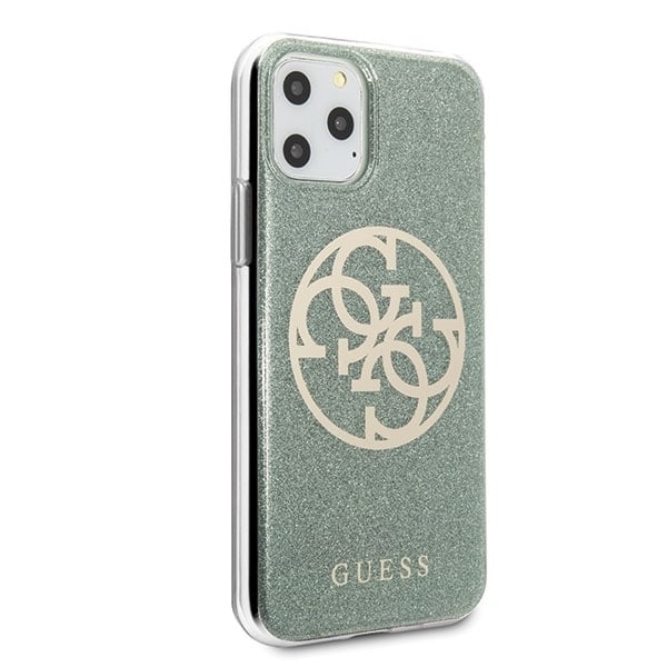 Guess GUHCN65PCUGLKA iPhone 11 Pro Max khaki hard case 4G Circle Glitter Green