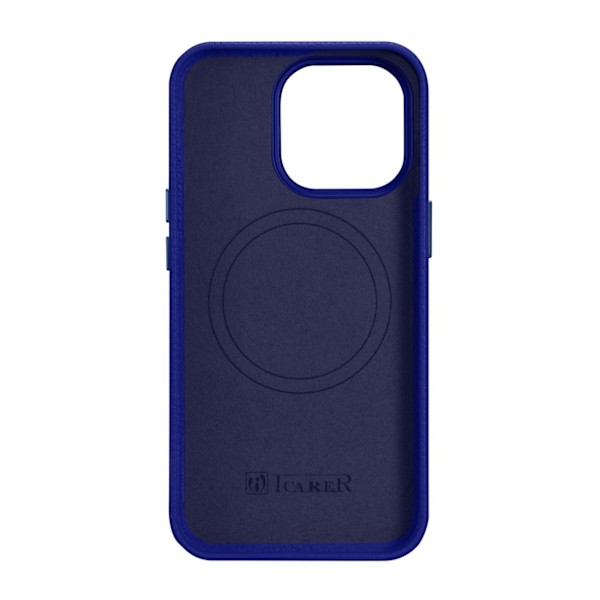 iCarer Litchi Premium Leather Case iPhone 14 Pro Magnetic Leather Case with MagSafe Dark Blue (WMI14220710-DB) Blue