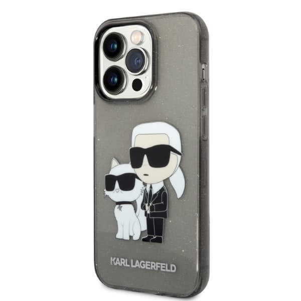 Karl Lagerfeld Glitter Karl&amp;Choupette case for iPhone 14 Pro Max - black Black