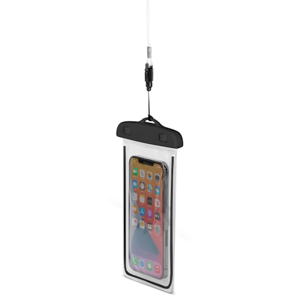 PVC waterproof phone case with lanyard - black Black