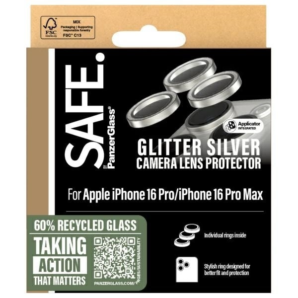 SAFE by PanzerGlass iPhone 16 Pro 6.3&quot; / 16 Pro Max 6.9&quot; Lens Protector silver/glitter silver SAFE95893 Silver