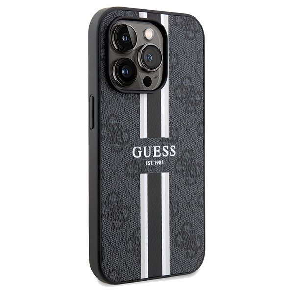 Guess 4G Printed Stripes MagSafe case for iPhone 15 Pro Max - black Black