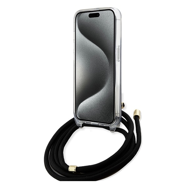 Guess Crossbody Cord 4G Print Case for iPhone 15/14/13 - Black Black