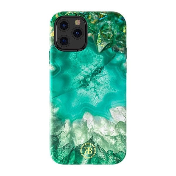 Kingxbar Agate Series case decorated printed Agate iPhone 12 mini green Green