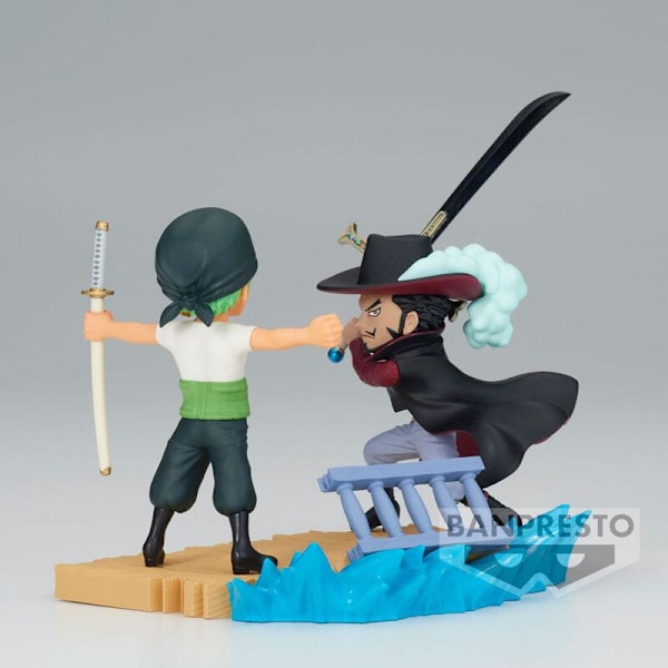 One Piece Log Stories Roronoa Zoro VS Dracule Mihawk figure 7cm multifärg