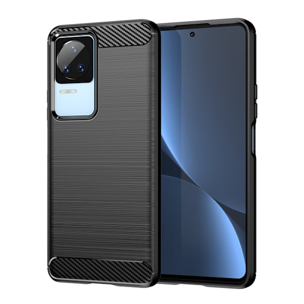 Carbon Case for Xiaomi Poco F4 5G flexible silicone carbon cover black Black