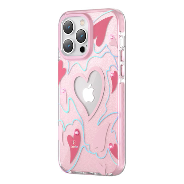 Kingxbar Heart Star Series case for iPhone 14 Pro Max pink heart case Pink