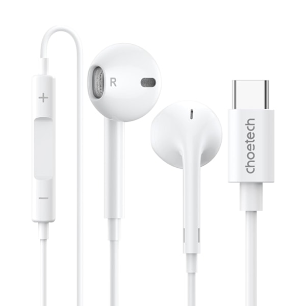 Choetech USB-C In-Ear Headphones 1.2m - White White