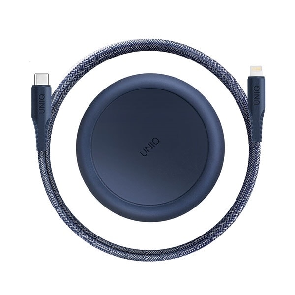 MFi Uniq Halo USB-C / Lightning 18W nylon coiled cable 1.2m - blue Blue