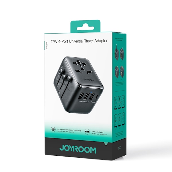 Joyroom JR-TCW01 Travel Adapter Universal 17W EU / US / UK / JP / AU / CN - Black Black