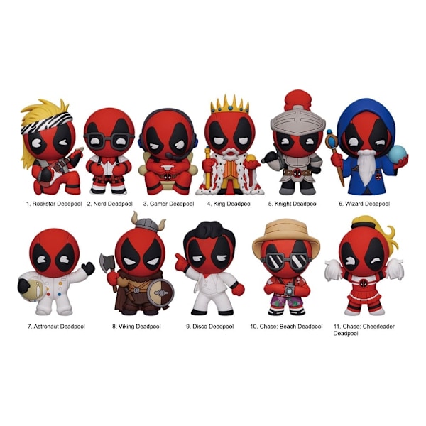 Marvel 3D PVC Bag Clips Deadpool Series 6 Display (24) Multicolor