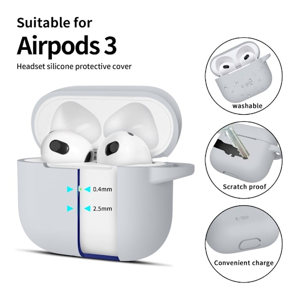 Tech-Protect Silicone Hook Case for Apple AirPods 3 - Gray Gray