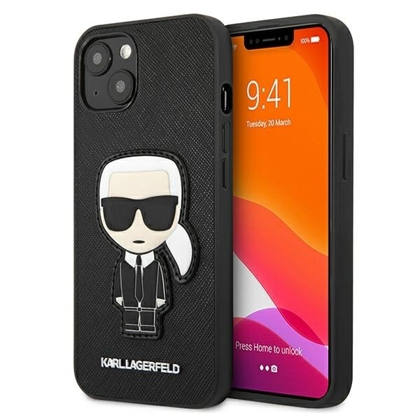 Karl Lagerfeld KLHCP13SOKPK iPhone 13 mini 5,4" czarny/black hardcase Saffiano Ikonik Karl`s Patch Black