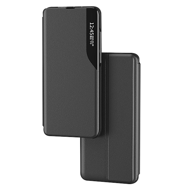 Eco Leather View Case Cover for Xiaomi Redmi Note 12 Pro / Poco X5 Pro 5G with Flip Stand Black Black