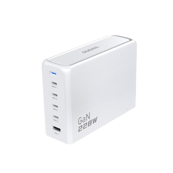 Dudao A228EU GaN charger 1x USB-A 4x USB-C PD 228W - white