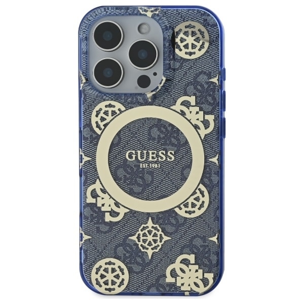 Guess GUHMP16XH4PYEEB iPhone 16 Pro Max 6.9&quot; blue/blue hardcase IML Peony On 4G Background MagSafe