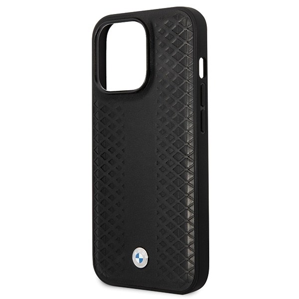 BMW Leather Diamond Pattern case for iPhone 14 Pro - black Black