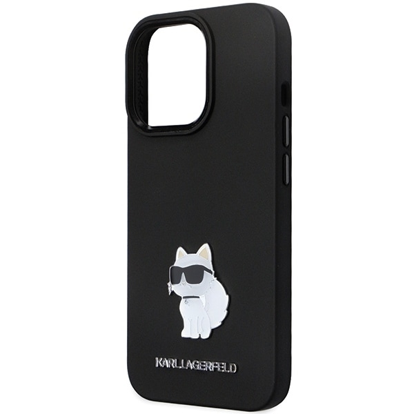 Karl Lagerfeld KLHCP14LSMHCNPK case for iPhone 14 Pro - black Silicone C Metal Pin Black