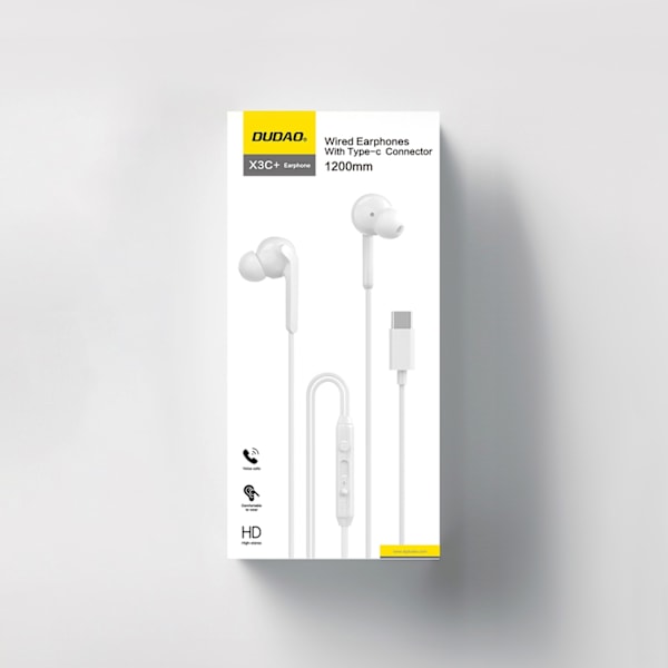 Dudao X3C+ Wired USB-C In-Ear Headphones 1.2m - White White