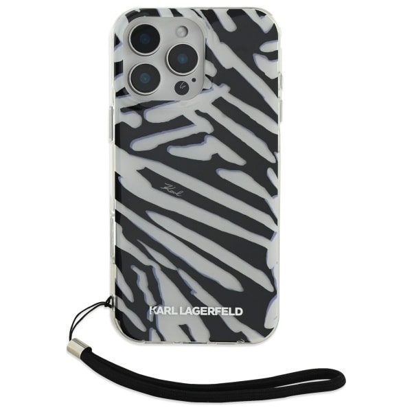 Karl Lagerfeld IML Zebra Pattern &amp; Cord iPhone 16 Pro Case - Black Black