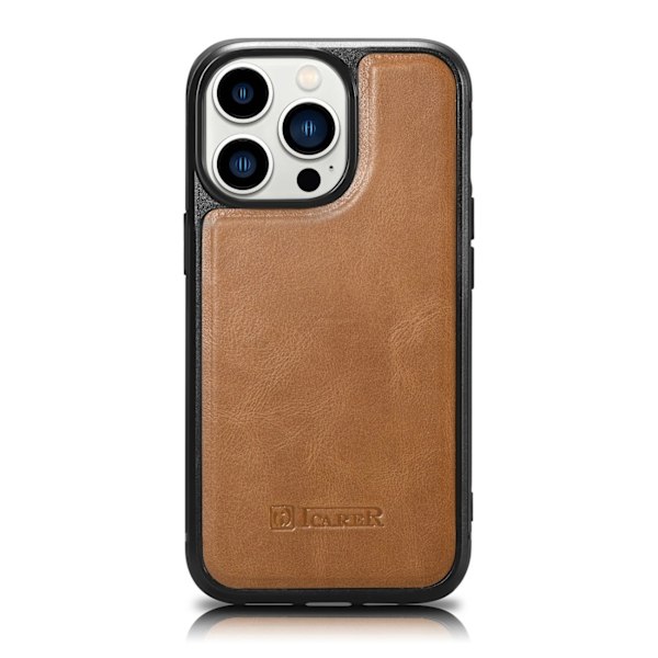 iCarer Leather Oil Wax case for iPhone 14 Pro Max leather cover brown (WMI14220720-TN) Brown