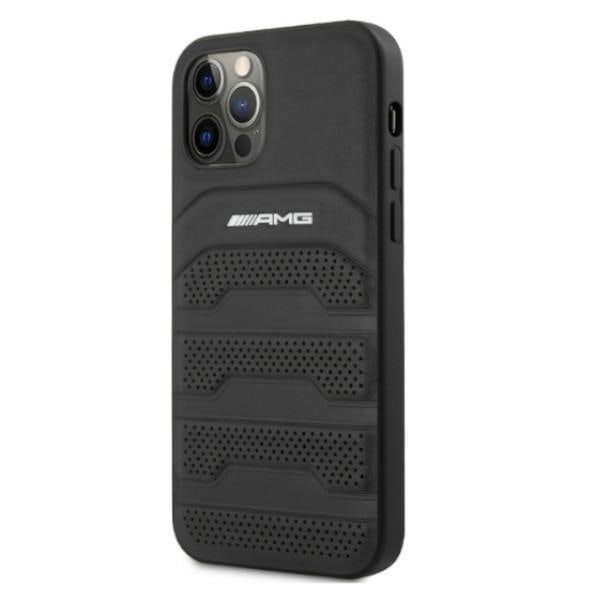 AMG AMHCP12LGSEBK iPhone 12 Pro Max 6,7" czarny/black hardcase Leather Debossed Lines Black