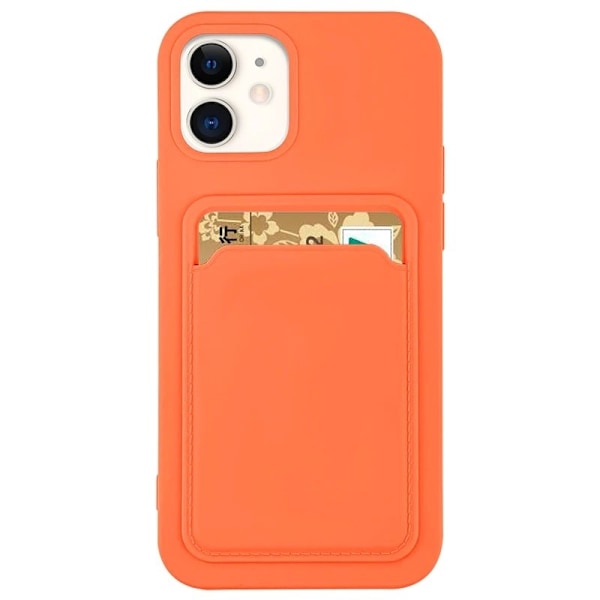 Card Case Silicone Wallet Wallet with Card Slot Documents for iPhone 12 Pro Max Orange Orange