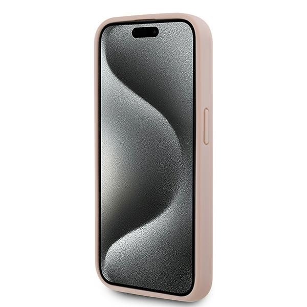 Karl Lagerfeld Leather Monogram Metal Logo case for iPhone 15 Pro - pink Pink