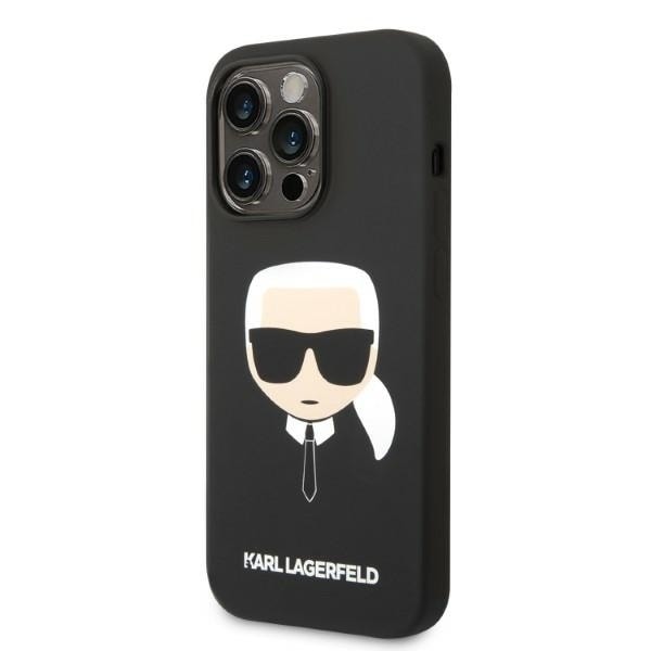 Karl Lagerfeld KLHMP14LSLKHBK iPhone 14 Pro 6.1 &quot;hardcase black / black Silicone Karl`s Head Magsafe Black