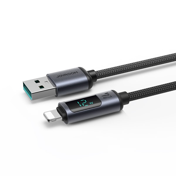 Joyroom Prism Series A16 Lightning / USB-A Cable 2.4A 1.2m with LED Display - Black Black