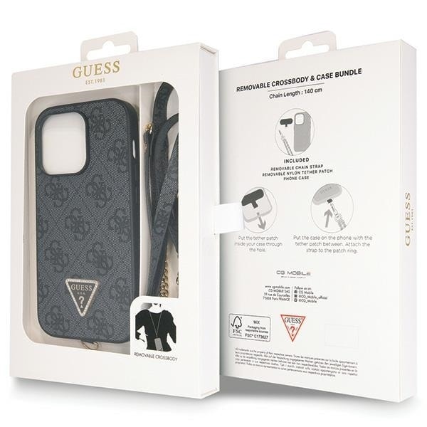 Guess GUHCP14LP4TDSCPK case for iPhone 14 Pro - black Crossbody 4G Metal Logo Black