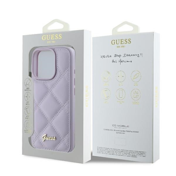 Guess Quilted Metal Logo case for iPhone 16 Pro - light purple Violet