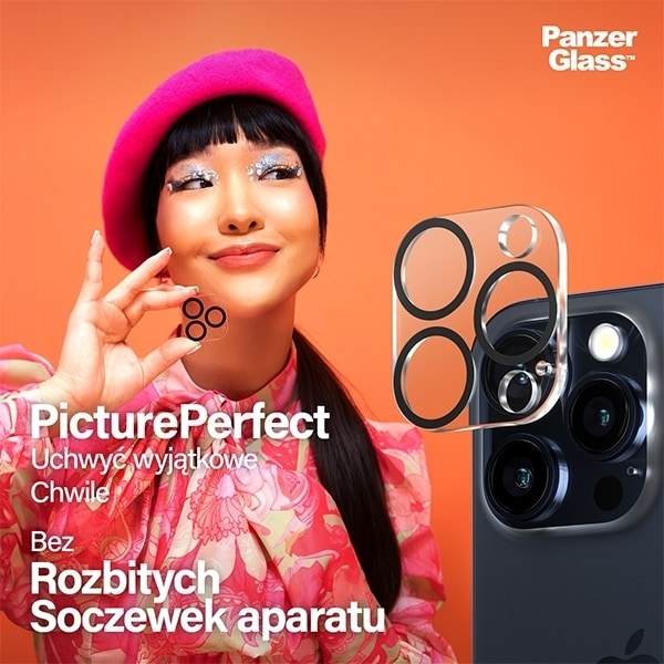 PanzerGlass Picture Perfect Camera Protection for iPhone 15 Pro / 15 Pro Max - with Black Frame