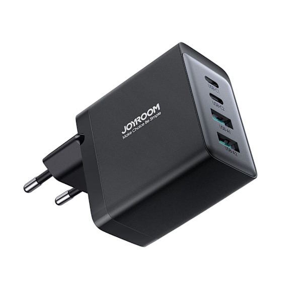 Joyroom GaN charger 67W 4 ports (2x USB, 2x USB C) black (TCG02) + USB C - USB C cable 100W 1.2m Black